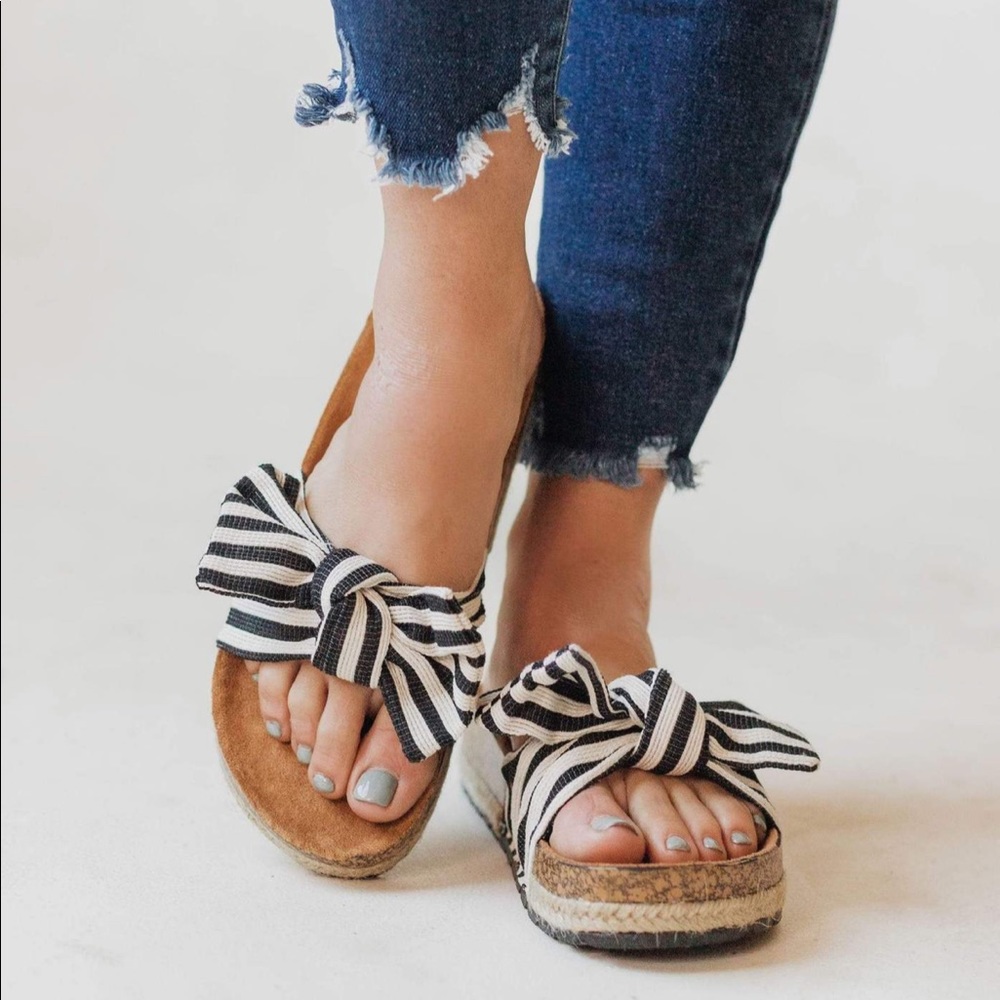 /RITSY/ Striped Birkenstock Style Bow Sandal